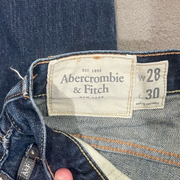 Abercrombie & Fitch Straight Dark Blue Jeans Men's 28x30 Button Fly - Picture 5 of 8